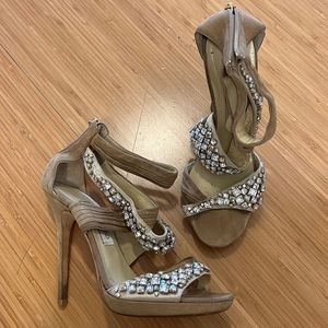 Jimmy Choo suede crystallized heel